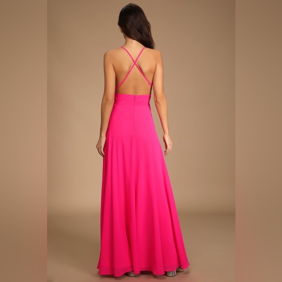 Lulus Dreamy Romance Hot Pink Backless Maxi Dress - Picture 3 of 9